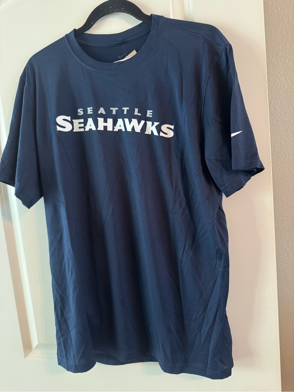 Seattle Seahawks Navy Logo Tee - Official NFL- Performance Material